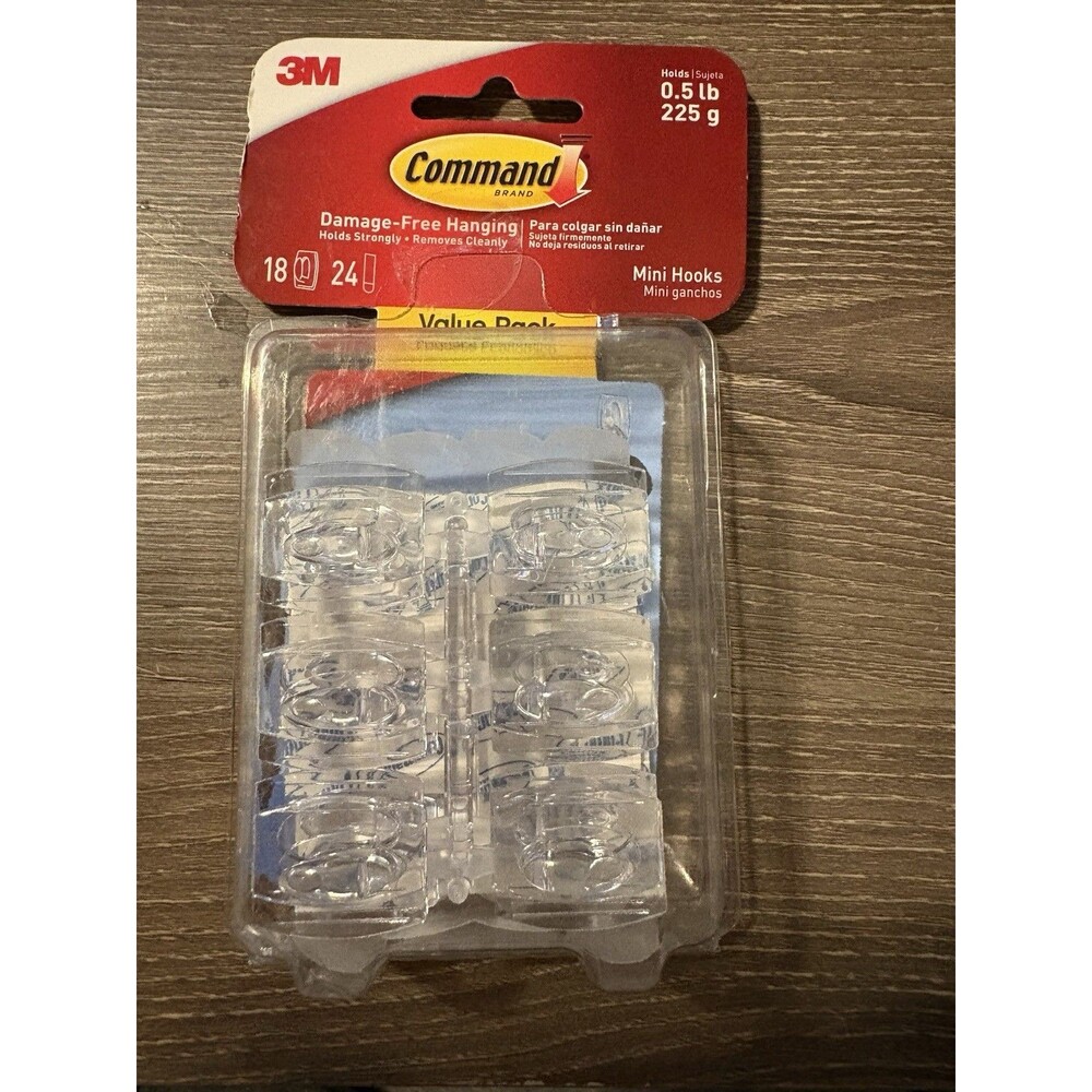 2 packs of 3M Command Clear Mini Hooks, Damage-Free Hanging, 18 Hooks